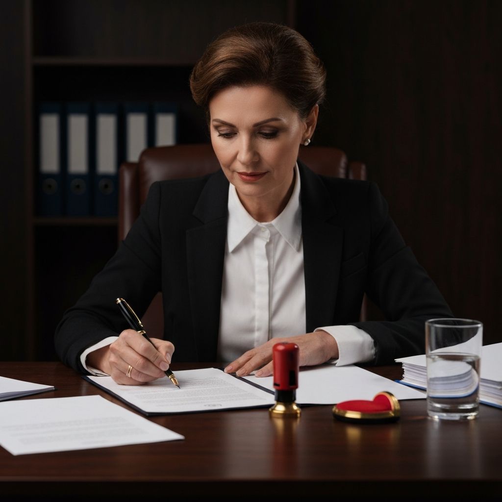 Professional notary signing documents